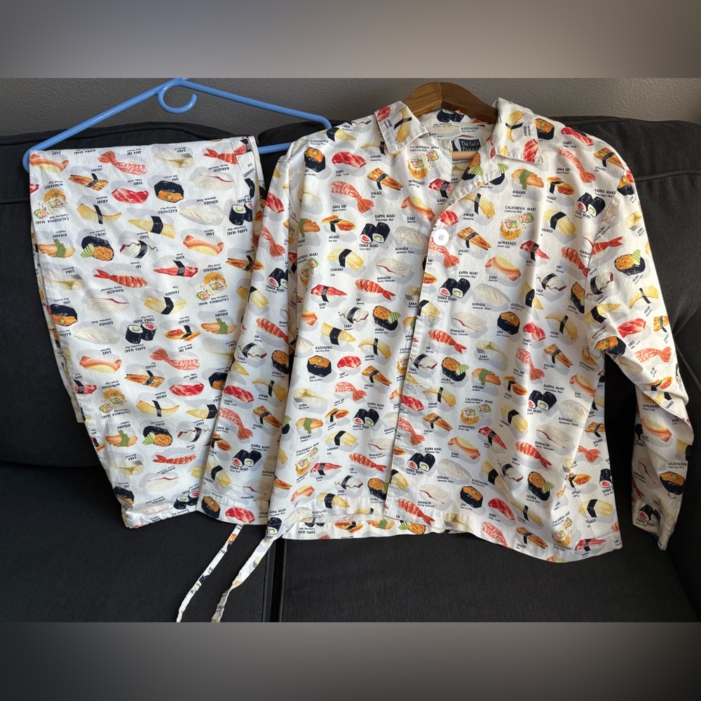 Vintage Sushi Print Poplin Pajamas